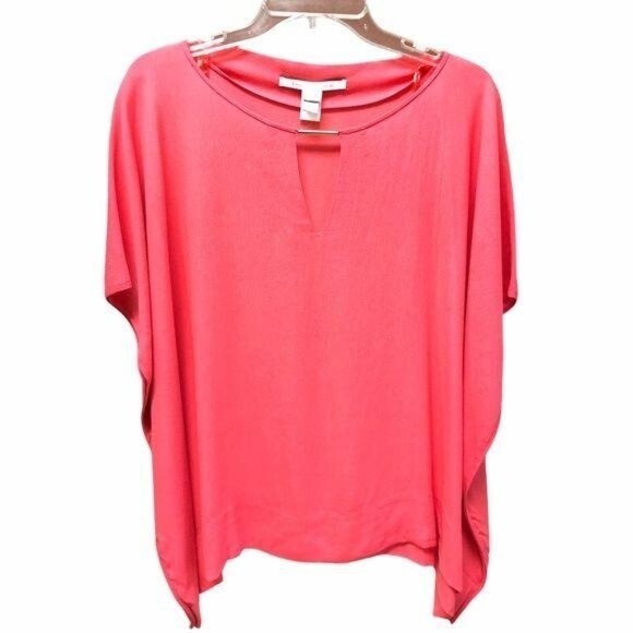 Diane von Furstenberg Oversized Blouse Dolman Top Silver Metal Accent - Picture 2 of 9